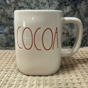 NWT Rae Dunn “COCOA” 16 oz Ceramic Mug – Red Lettering